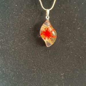 Elegant Red and Silver Pendant Necklace